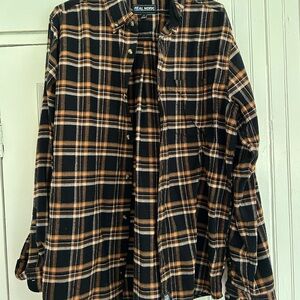 Real Work Black & Brown Plaid Button-Up Shirt